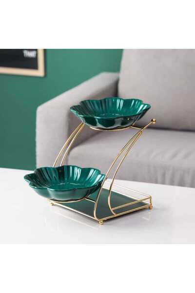 Trendy's TRENDY'S fruit tray, two-tiered, green-gold