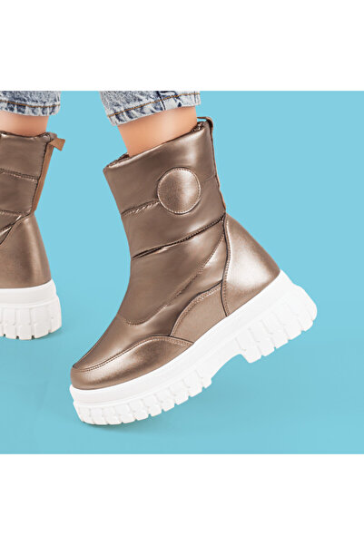 BMoD Ghete de damă din nailon auriu închis, cu fermoar și talpă groasă MOD07315