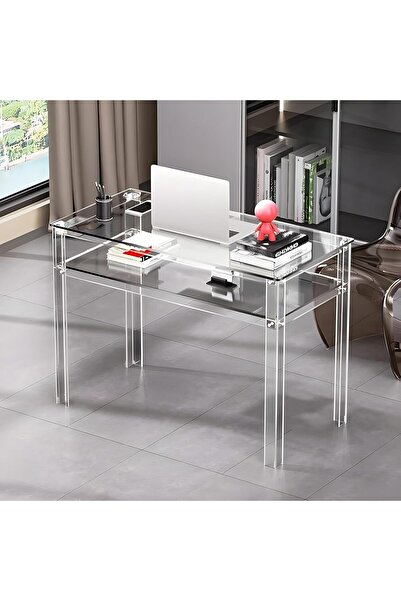 Slasa Clear Acrylic Desk 80×40×65 cm – Modern Transparent Table for Study, Ma...