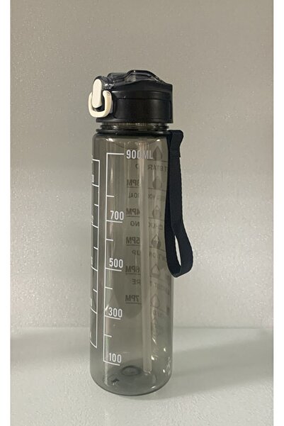 Saban Black, Transparent Water Bottle with Straw – 900 Ml, Leak-Proof Lid Water Bottle