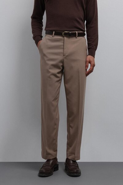 Antioch Beige Tapered Fit Men's Trousers