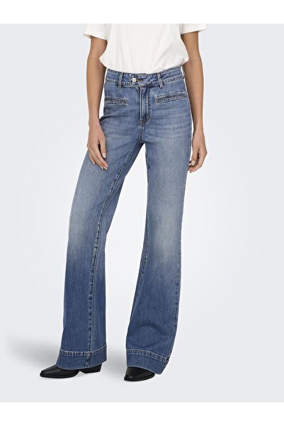 ONLY Jeans mit weitem Bein ONLJUICY Hohe Taille Weiter Beinschnitt Jeans