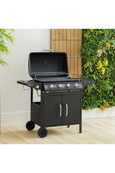 Danube Home شواية غاز للشواء من سلسلة Inferno Convention بأربع شعلات - لون أس...