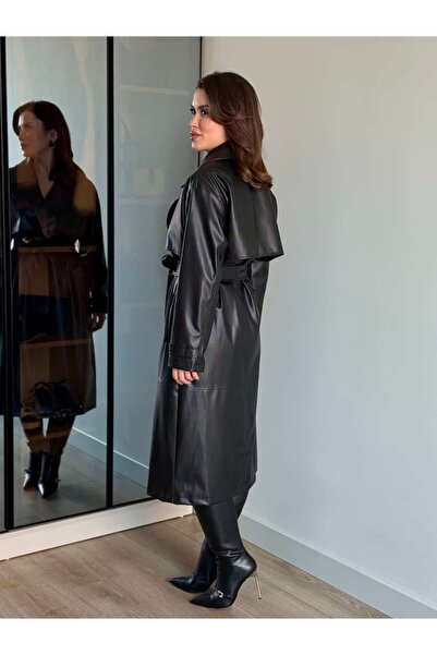 ROUPAS COLLECTİON Deri Kuşaklı Trençkot