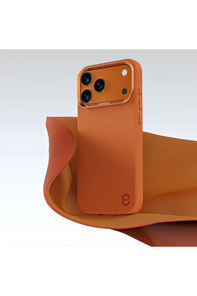 Raptic iPhone 17 Pro Uyumlu Kılıf M-Safe Şarj Özellikli Polimerik Deri Urban Nano Kapak Turuncu