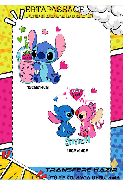 ErTaPassage Stitch Çocuk DTF Transfer Baskı – Ütüyle Yapışan – Tişört İçin Ko...