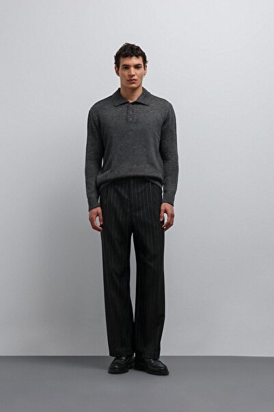 Antioch Black Relax Fit Striped Men's Trousers