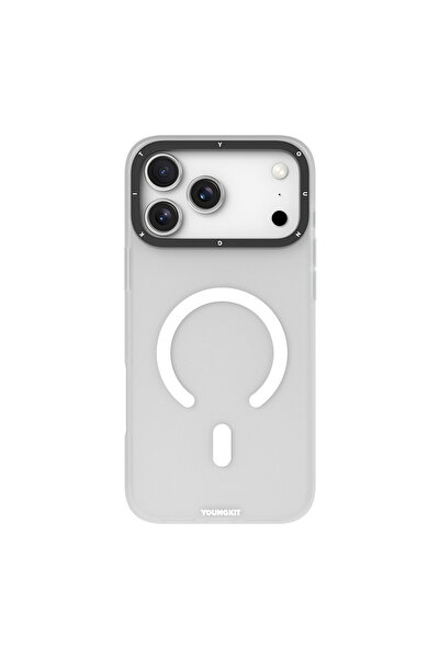 Youngkit iPhone 17 Pro Uyumlu Kılıf M-safe Şarj Özellikli Hidden Sand Serisi Kapak Beyaz