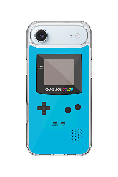 Stylizedd جراب MagSafe كلاسيكي شفاف لجهاز iPhone Air، غطاء شفاف ناعم هجين - لون Gameboy - أزرق