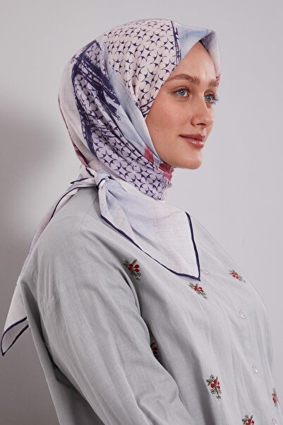 Levidor K.Navy Blue Ethnic Pattern Cotton Scarf