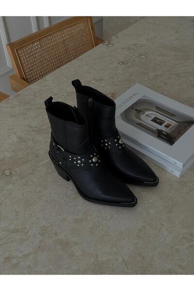 Gilla Shoes and Bag Luxe Hakiki Deri Siyah Bot