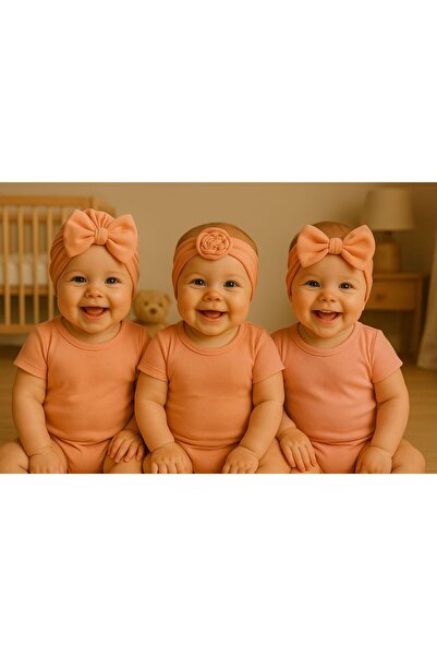 Pico Baby Baby Girl Powder Bowknot Bonnet Bandana Set of 3