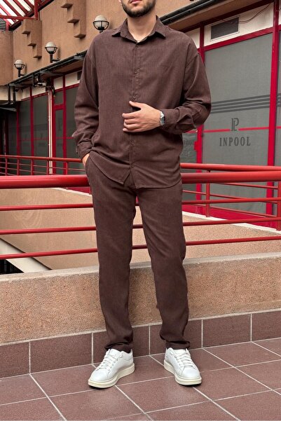 inpool Men'S, Woven Velvet, Regular-Fit, Old Money Culture, Shirt-Pants Set G16-305