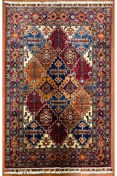 Afgan Halı El Dokuma Halı 100% Yün Elsanat Eserı ile Harıka Sultanı Desenlı