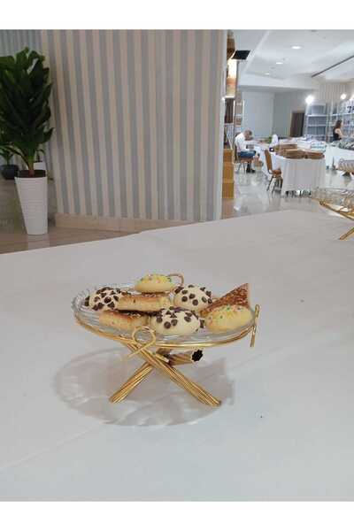 AZADE BAKIR FİYONK TEKLİ CAM SUNUMLUK GOLD