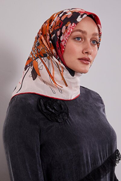 Levidor Red Mixed Floral Pattern Cotton Scarf