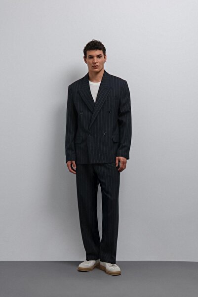 Antioch Navy Blue Relax Fit Striped Men's Trousers