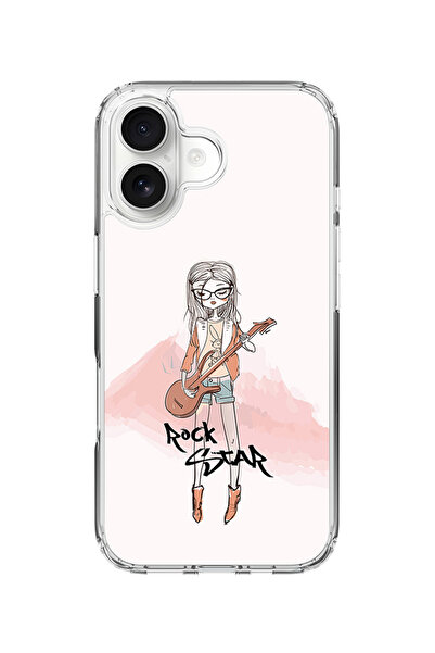 Stylizedd جراب MagSafe كلاسيكي شفاف لهاتف iPhone 17، غطاء شفاف ناعم هجين - Rockstar Girl