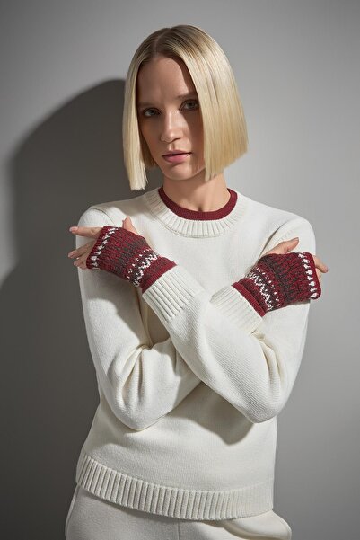 JOIN US Desenli Bordo Triko Eldiven