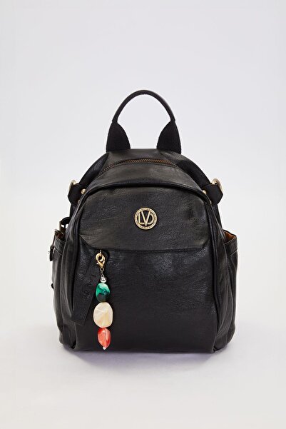 Levidor Black Stone Charm Detailed Shoulder Bag