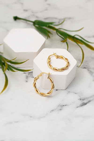 Bilezikci Burgulu Halka Altın Küpe 14 Ayar