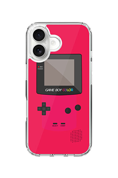 Stylizedd جراب MagSafe كلاسيكي شفاف لهاتف iPhone 17، غطاء شفاف ناعم هجين - لون Gameboy - وردي