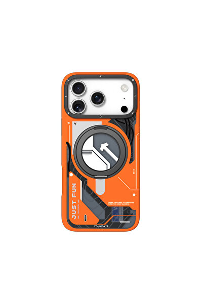 Youngkit iPhone 17 Pro Uyumlu Kılıf M-safe Şarj Özellikli Starship Serisi Kapak Turuncu
