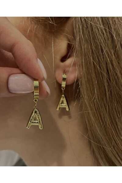 N&V AKSESUAR '' A '' HARFLİ BALON GOLD KADIN KÜPE