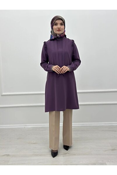 Alesya Kolları Taşlı Fularlı Tunik A4603