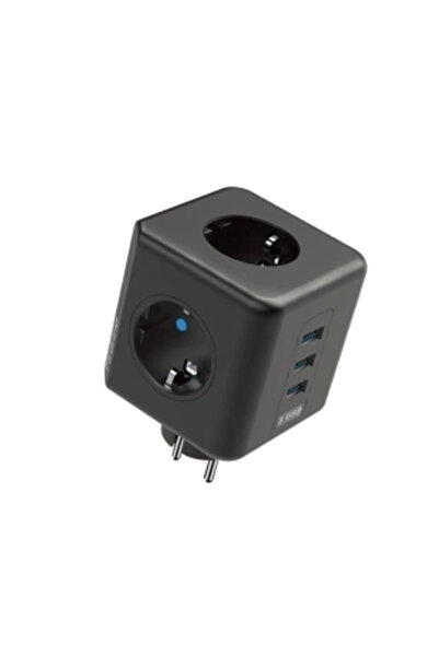 Epilons مقبس كهربائي ثلاثي مثبت على الحائط مقاوم للحرارة مع حماية من التيار الحراري 3x USB 1x Type-c