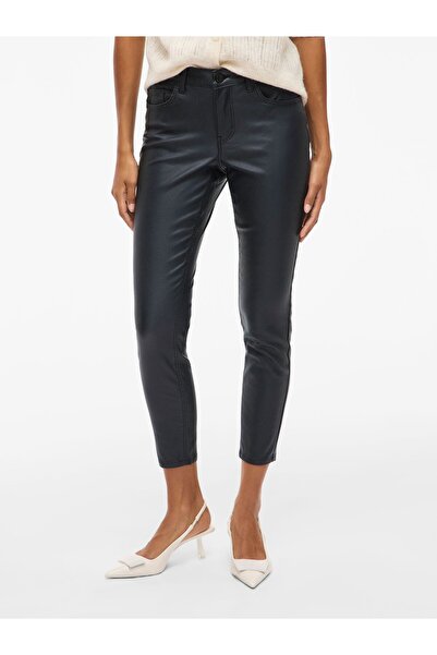 VILA Slim-Fit-Hose Petite – beschichtete