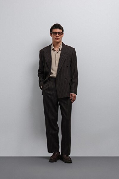 Antioch Coffee Relax Fit Striped Men's Trousers