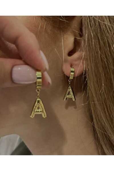 N&V AKSESUAR '' A '' HARFLİ BALON GOLD KADIN KÜPE