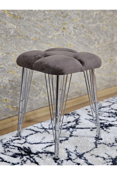 ZAFİR Kare Krom Kaplama Telli Ayaklı Tabure - Oturak - Bar Taburesi - Ayaklı ...