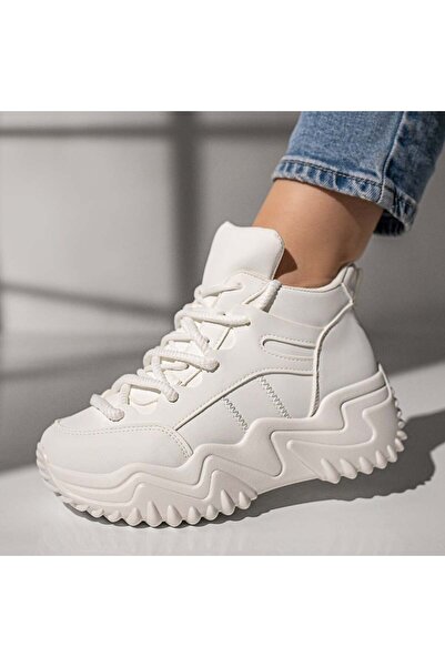 Modlet.ro Women's white sporty boots MOD12195