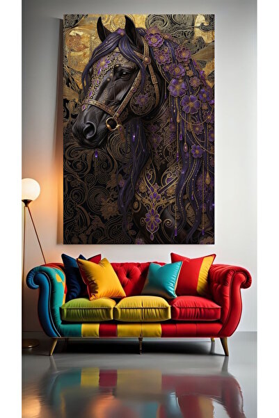 özkacar SANATSAL AT PORTE 1 Tablou pe pânză pentru decorarea casei, perete, s...