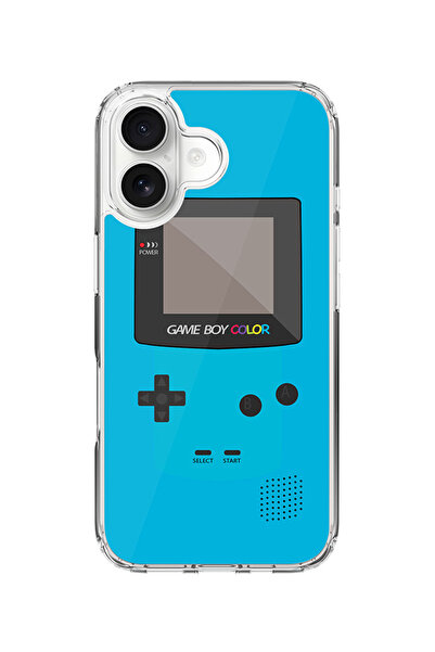 Stylizedd جراب MagSafe كلاسيكي شفاف لهاتف iPhone 17، غطاء شفاف ناعم هجين - لون Gameboy - أزرق