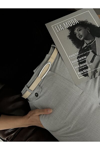 LİA KEMER Овален колан за талия за жени със сребърна катарама, колан за ежедн...