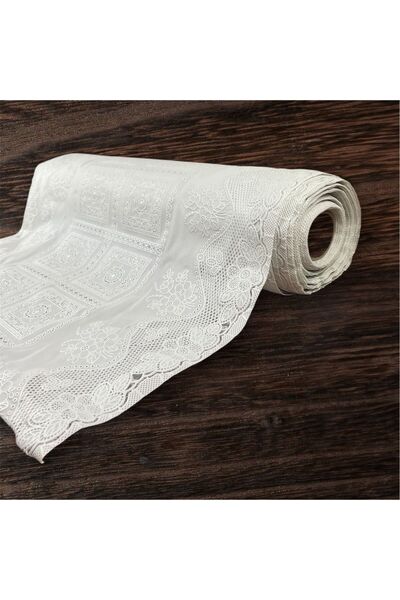 AR فرش سفرة مطرز للخزانة وارفف المطبخ مقاومة للانزلاق لون ابيض