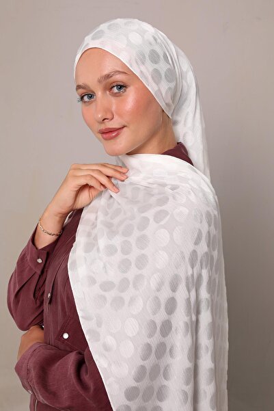 Levidor Off-White Speckled Patterned Jacquard Capri Shawl