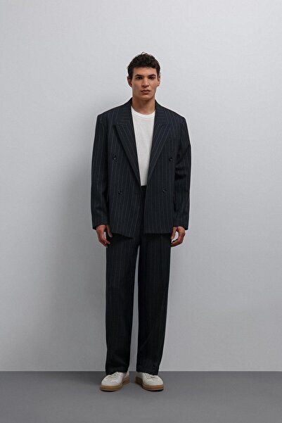 Antioch Navy Blue Relax Fit Striped Men's Trousers