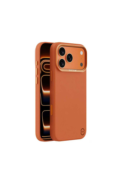 Raptic iPhone 17 Pro Max Uyumlu Kılıf M-Safe Şarj Özellikli Polimerik Deri Urban Nano Kapak Turuncu