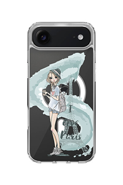 Stylizedd جراب MagSafe كلاسيكي شفاف لهاتف iPhone Air، غطاء شفاف ناعم هجين - أحب باريس