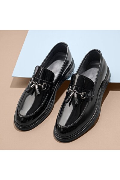 BMoD Mocasini negri pentru bărbați cu aspect lucios MOD11688