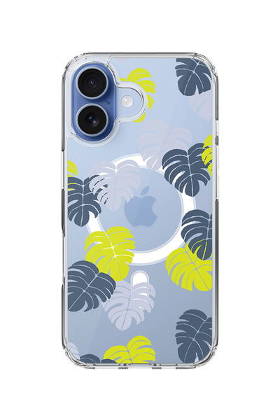 Stylizedd جراب MagSafe كلاسيكي شفاف لهاتف iPhone 17، غطاء شفاف ناعم هجين - أوراق الجزيرة