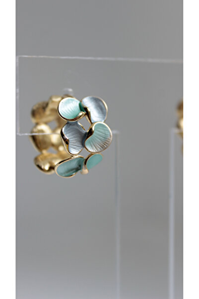 nevamor أقراط زرقاء مزخرفة بأوراق الشجر مع تفاصيل ذهبية