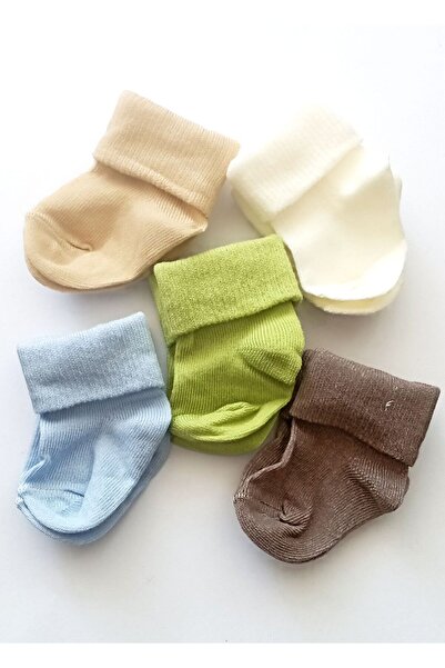 Esinti 5 Pairs of Newborn Boxed Unisex Boy Girl Baby Colorful Socks