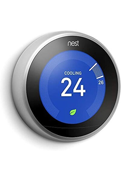 Nest Google T3007ES Learning Thermostat, 3rd Gen, Smart, Stainless Steel, Works with Alexa
