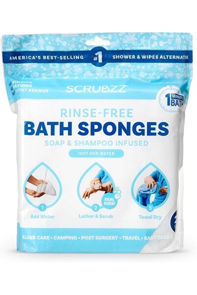 scrubzz عبوة من 25 منديل استحمام للاستخدام مرة واحدة - مناديل استحمام متعددة ...