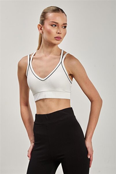 BARRELS AND OIL Women's Bustier with Cross Straps on the Back - White